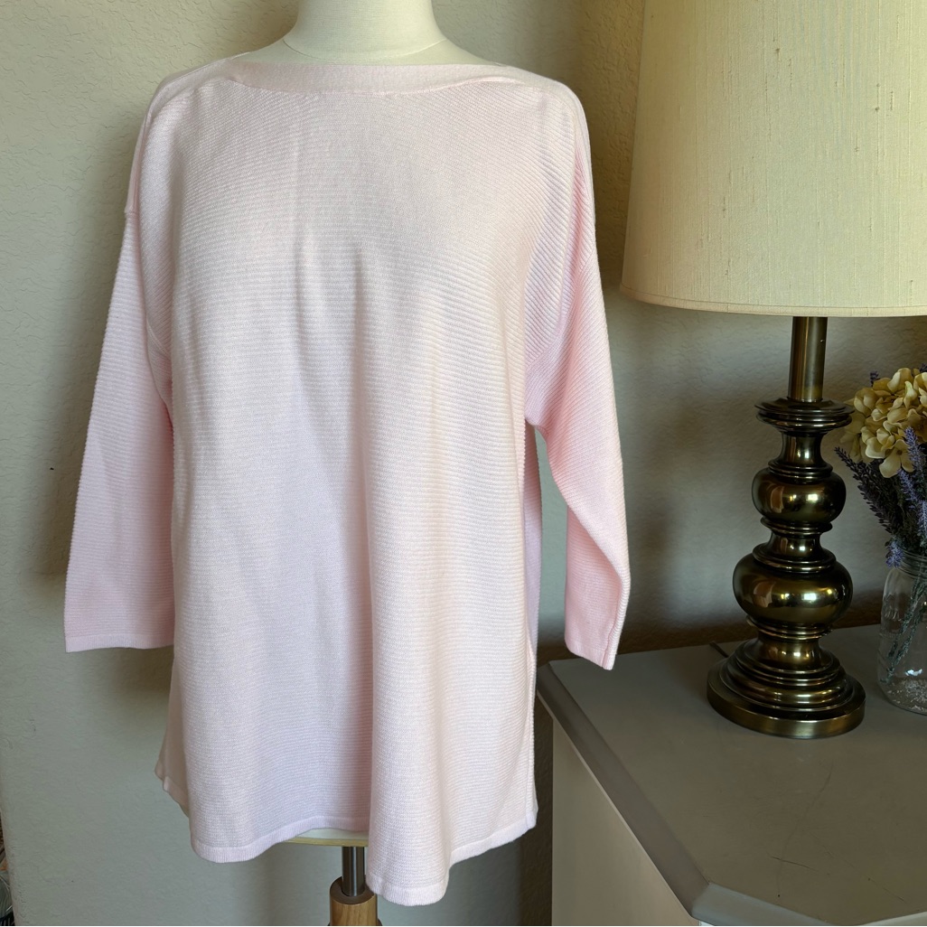Chico’s Boatneck Classic Pull Over Light Weight Knit Sweater Women’s 2/Large Euc
